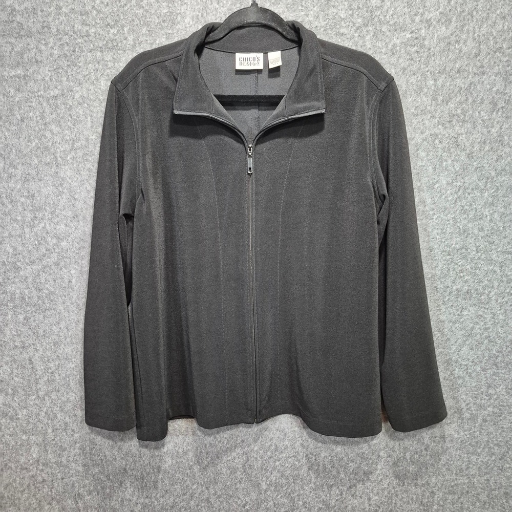 Chico's Design Zip Front Sz 2 (L) Jacket Basic Chic Contemporary 90s Y2K Career